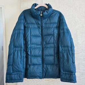 Calvin Klein Women's Teal Packable Duck Down Puffer Jacket Travel Pouch Size XL